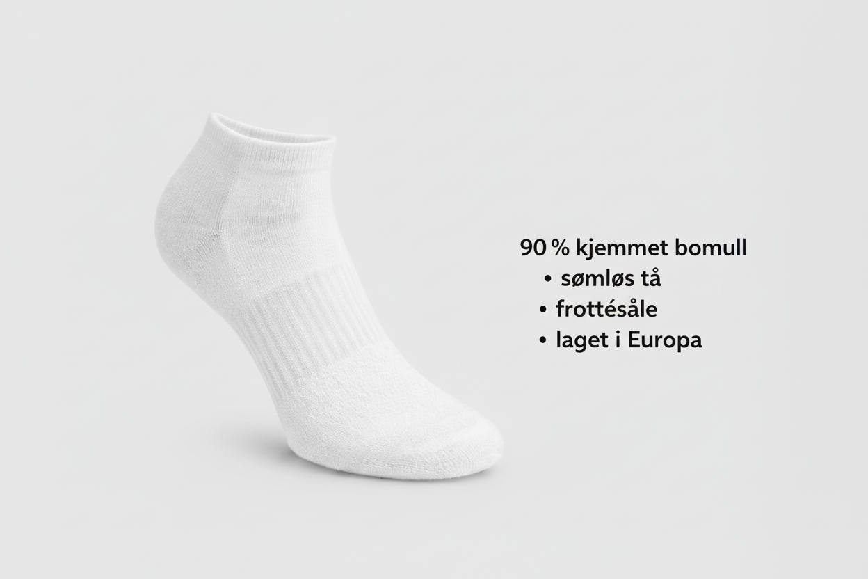 90% bomull ankelsokker med frottésåle