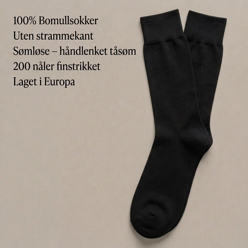 Hvite sokker uten strikk – 100 % bomullsokker