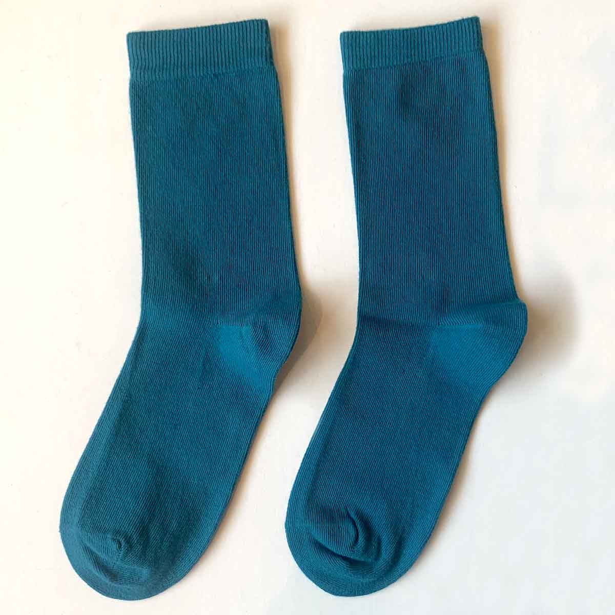 Myke økologiske bomullssokker i turkis