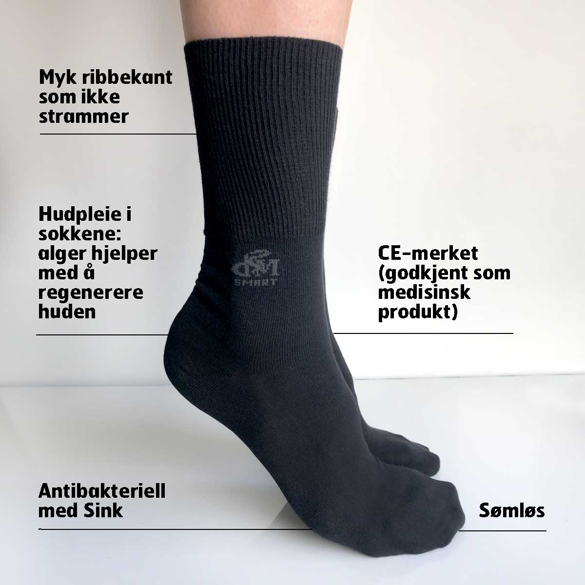 Diabetesstrømper -Helsesokker - diabetiske Smart Seacell sokker