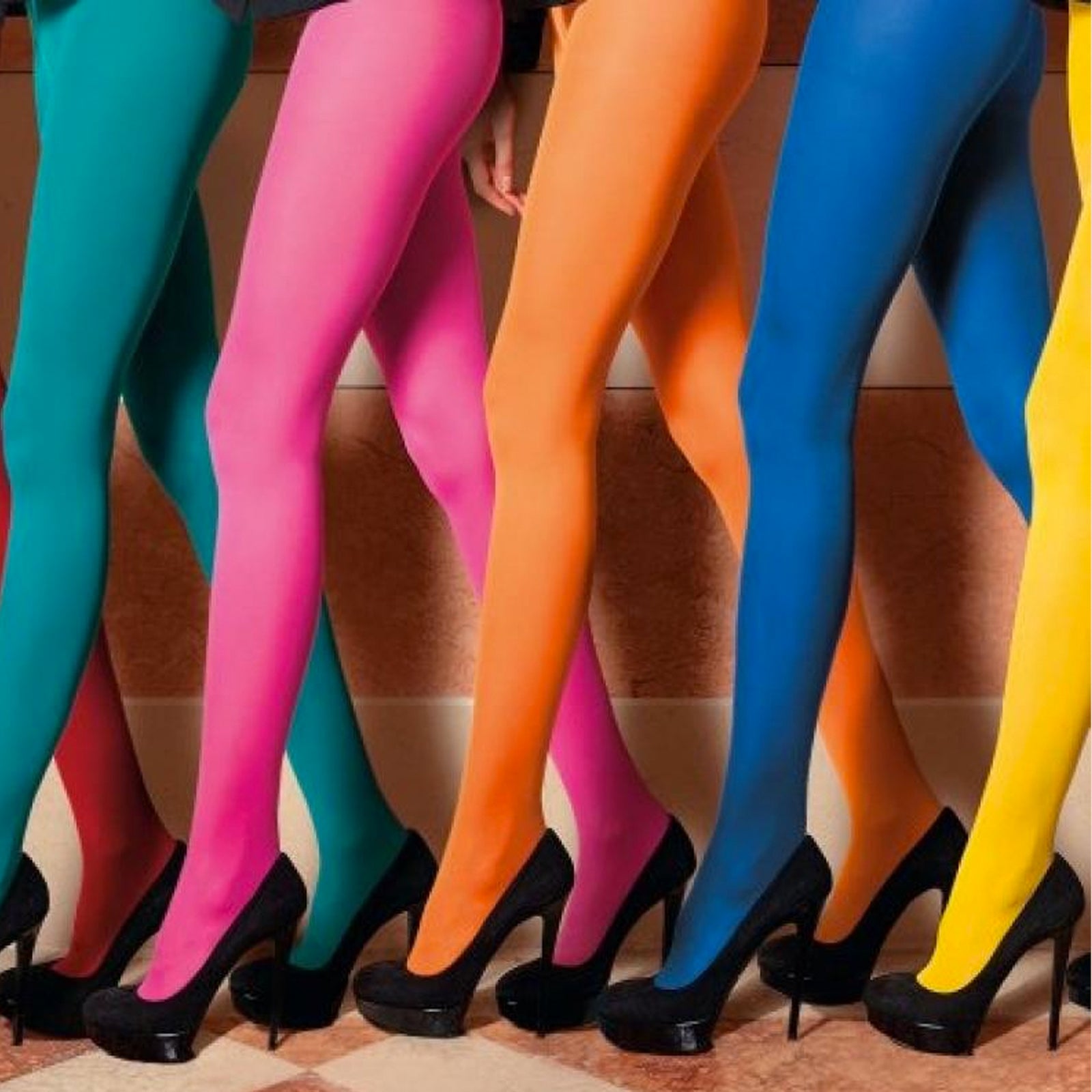 Fargerike strømpebukser,