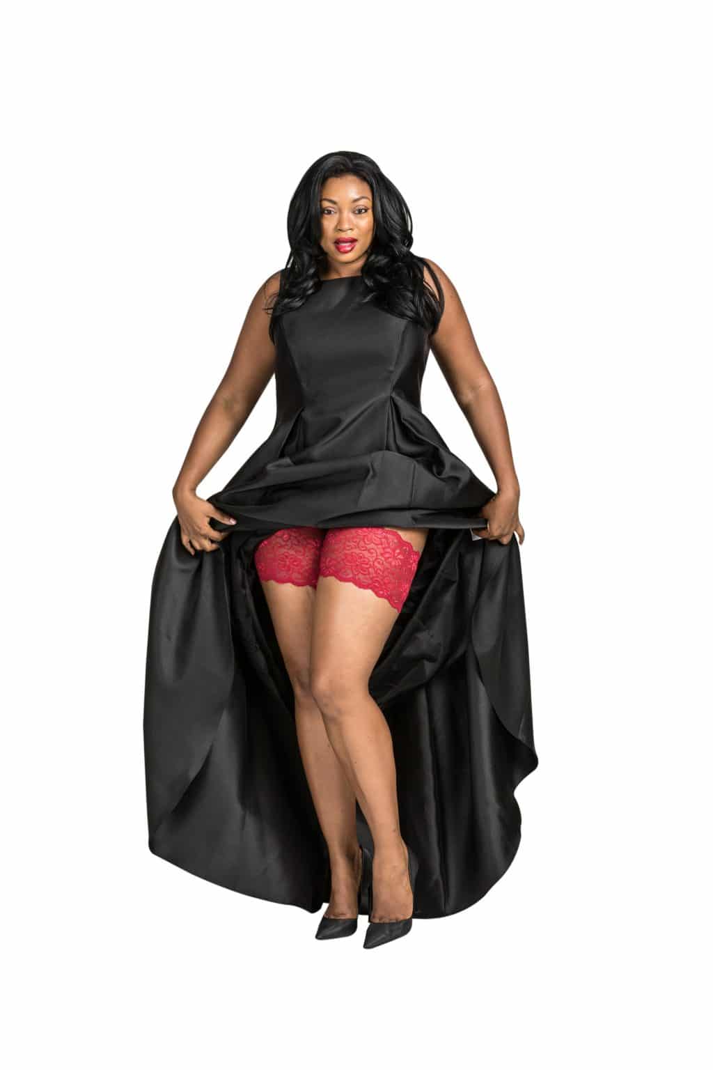 Bandelettes Dolce red lace-patterned thigh band against chafing thighs