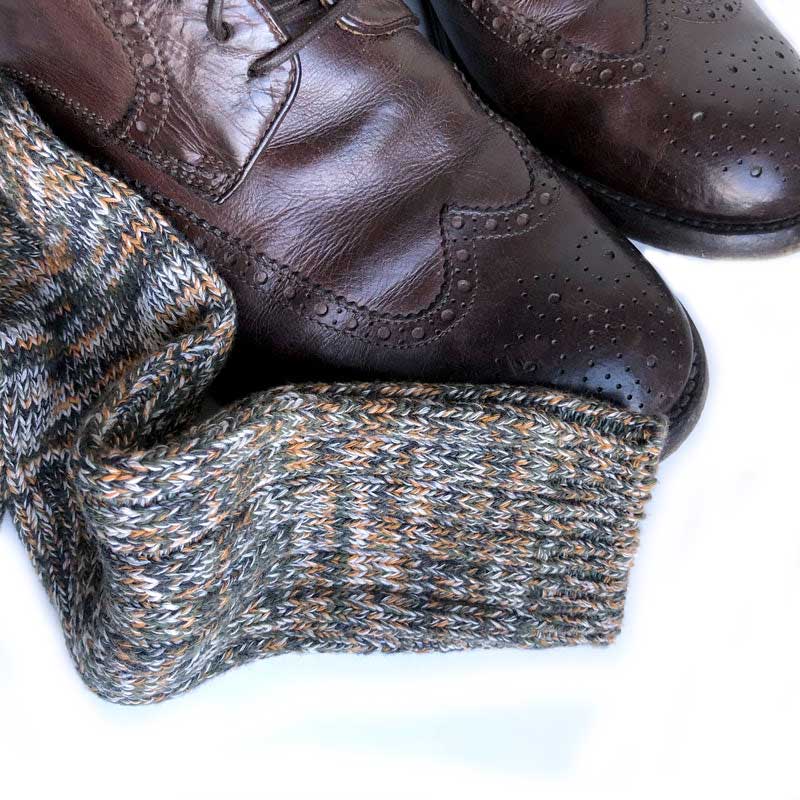 Green mixed-colour 93% organic cotton socks for men