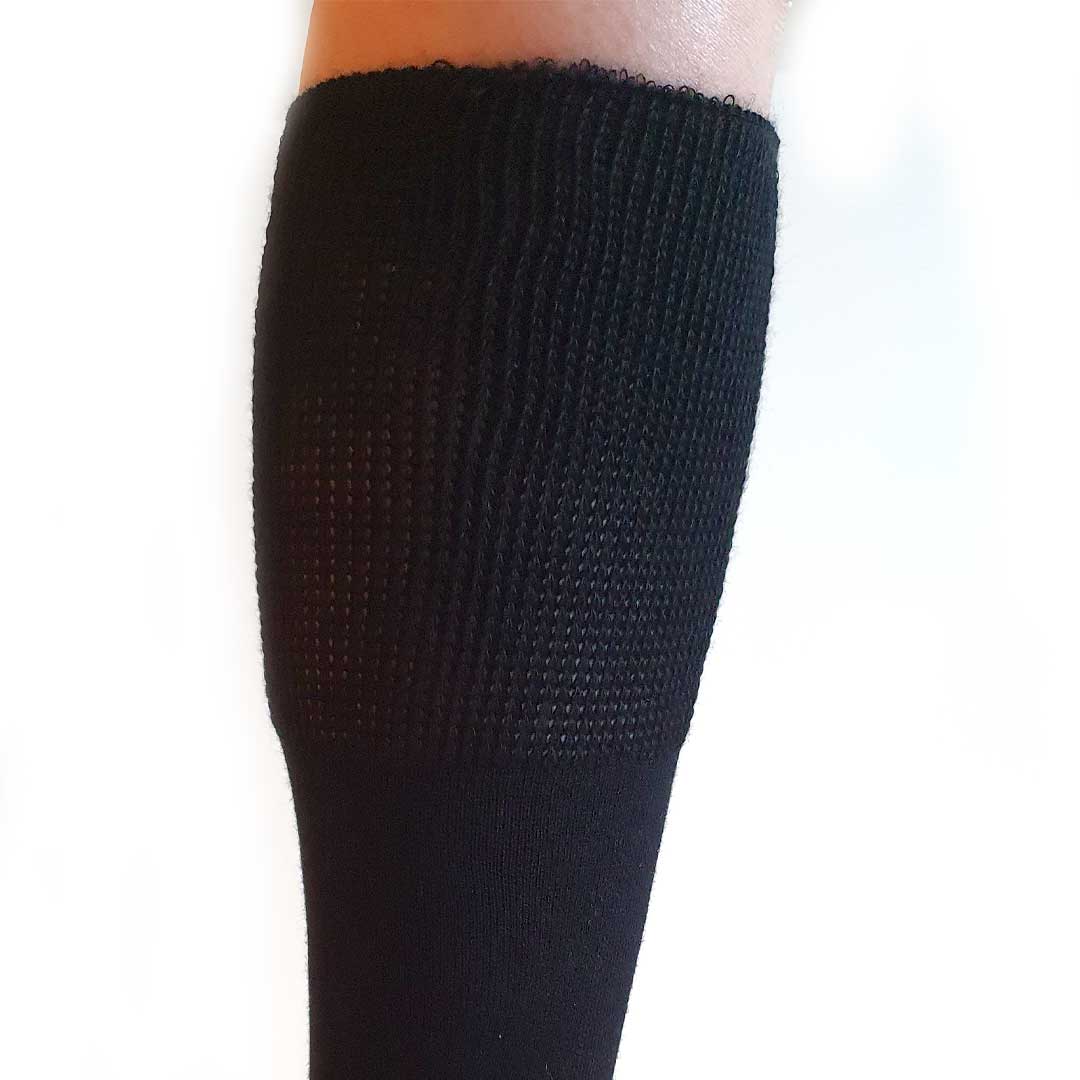 Black 90% merino wool knee socks • not tight