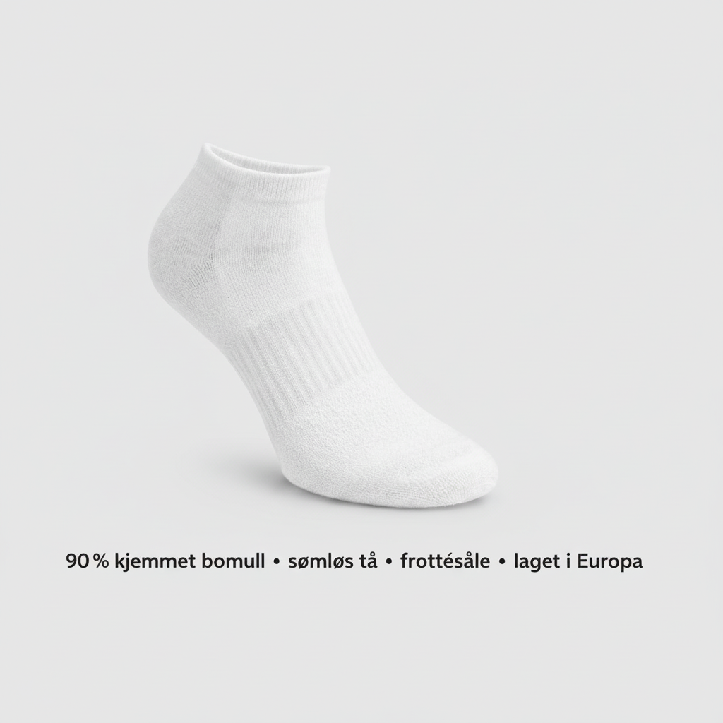 90% bomull ankelsokker med frottésåle