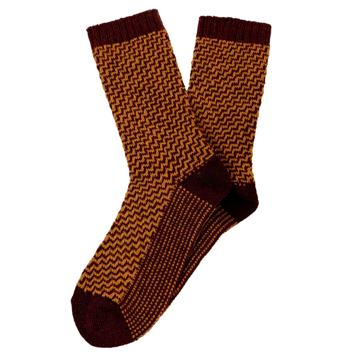 Patterned wool socks with silk