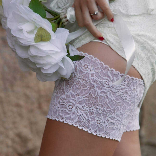 Bandelettes Dolce White lace-patterned thigh band against chafing