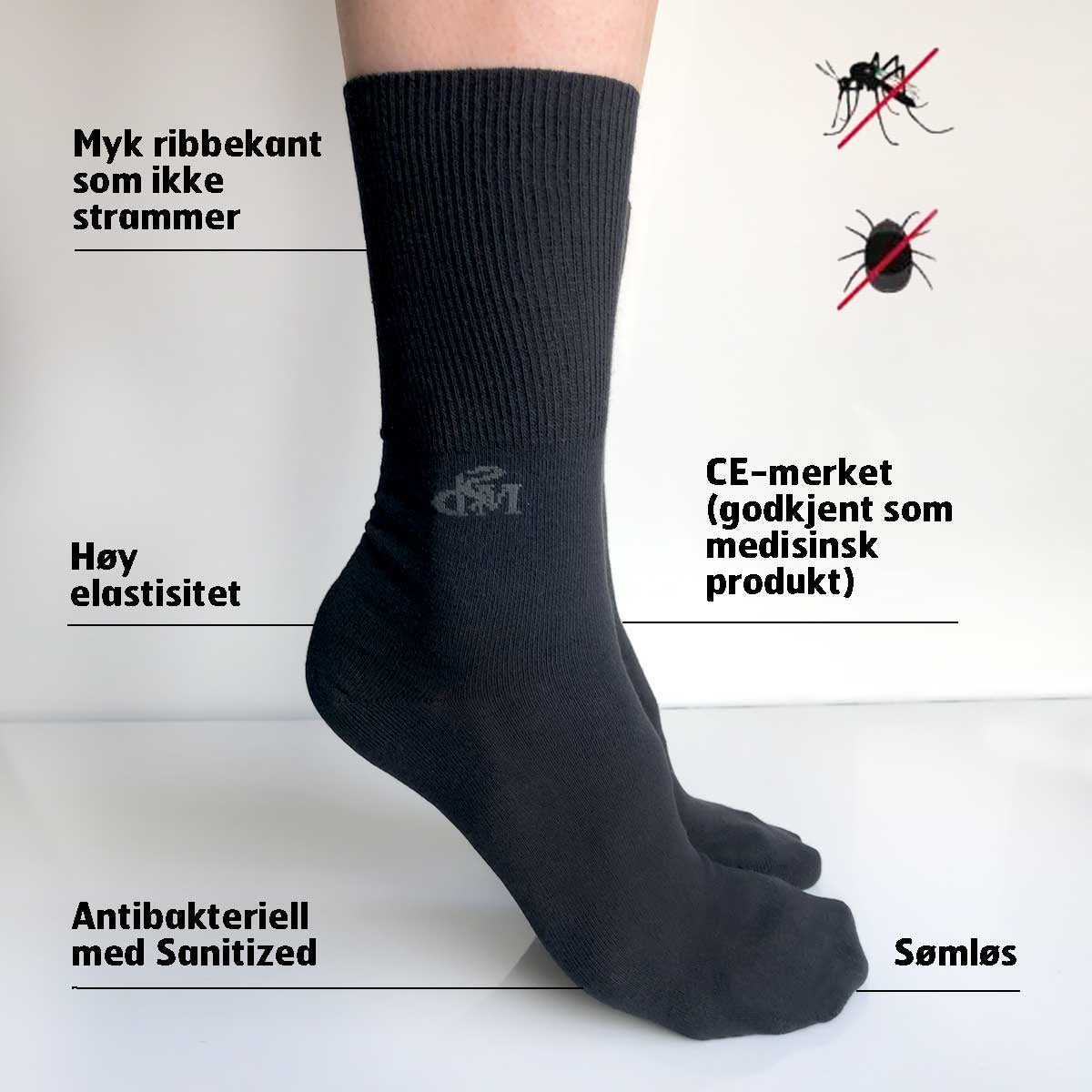 Deomed bamboo socks with protection against ticks and mosquitoes