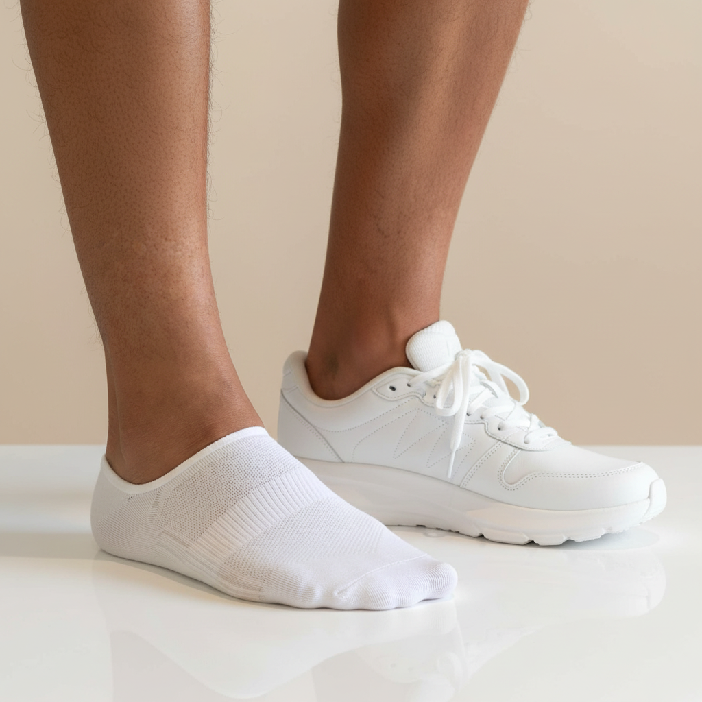 No show bambussokker med silikon i hælen – hvit