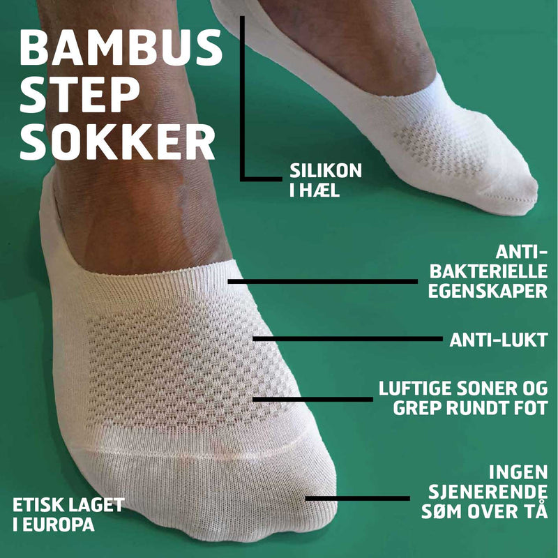 Pakke med step bambus usynlige sokker • silikon i hælen