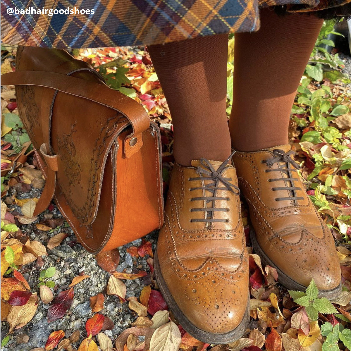 Fargerike strømpebukser, Sophie 70 Bruciato. Foto @badhairgoodshoes