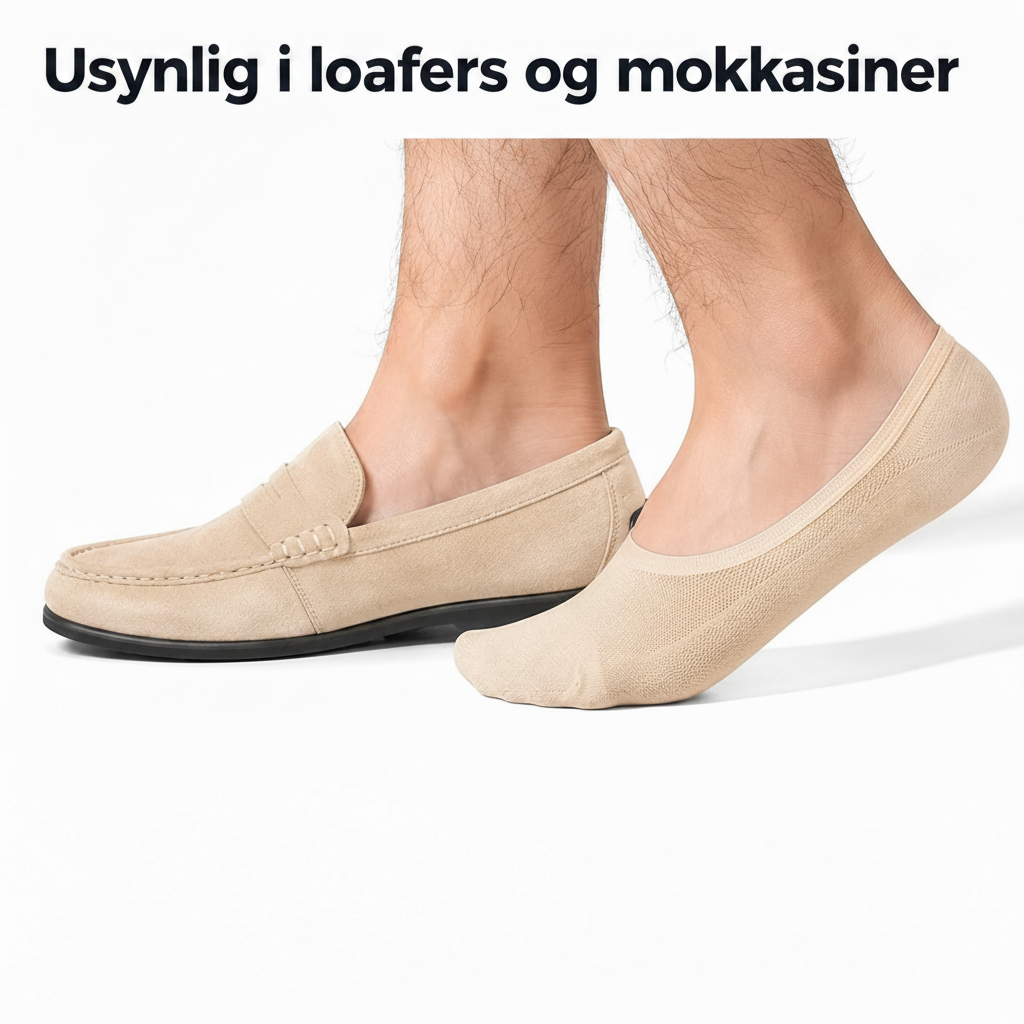 Usynlig sokker i loafers og mokkasiner