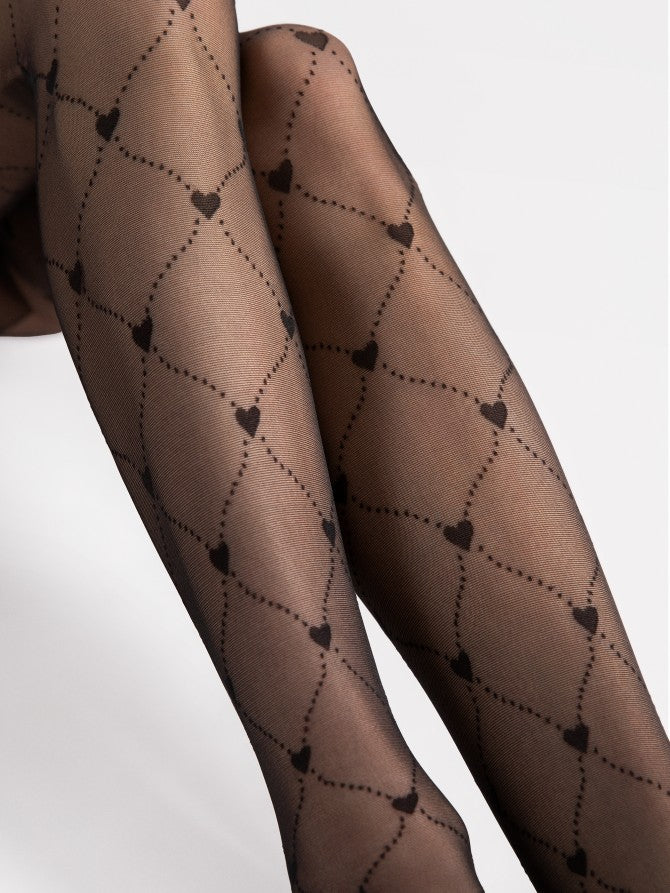 Fiore Royal 20 denier pantyhose with check pattern and hearts