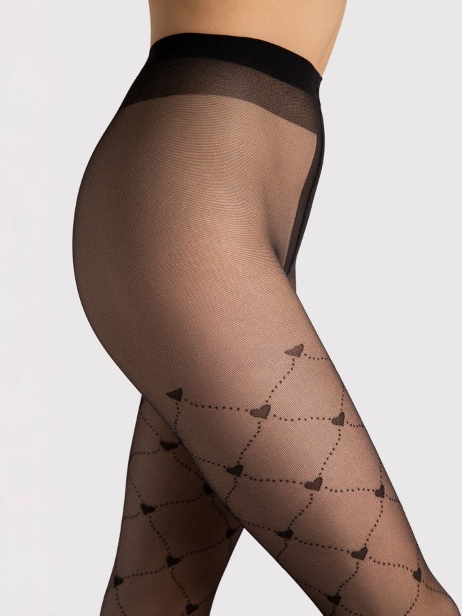 Fiore Royal 20 denier pantyhose with check pattern and hearts