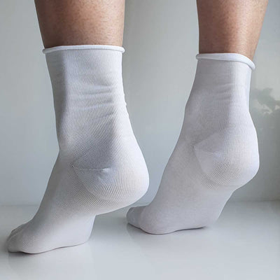 bomullsokker med rullekant  – sokker som ikke strammer