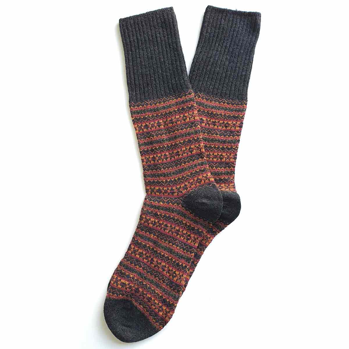 Grå mønstrete herresokker med bomull, ull og cashmere