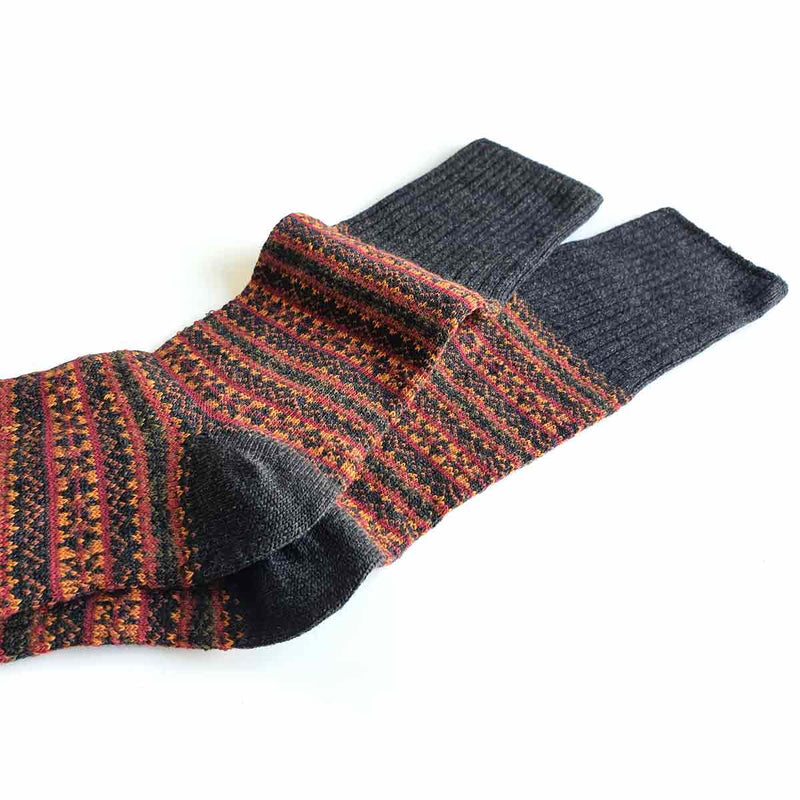 Grå mønstrete herresokker med bomull, ull og cashmere
