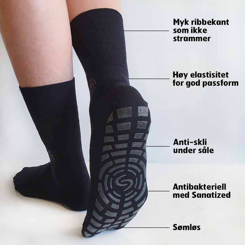 Tynne diabetes ullsokker for voksne med anti-skli • sokker som ikke strammer 