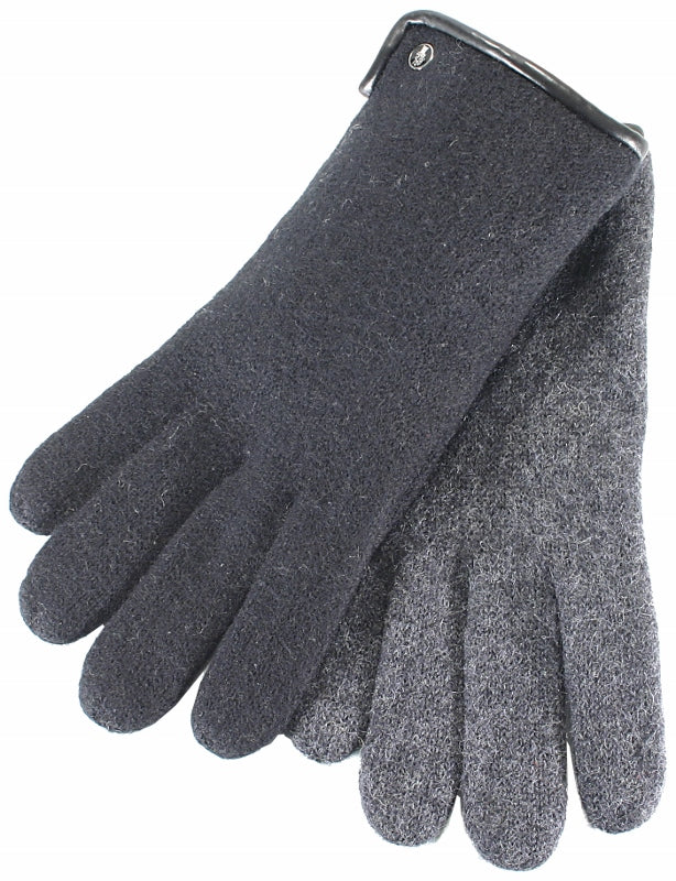 Men's felted wool mitten, leather edge, unlined