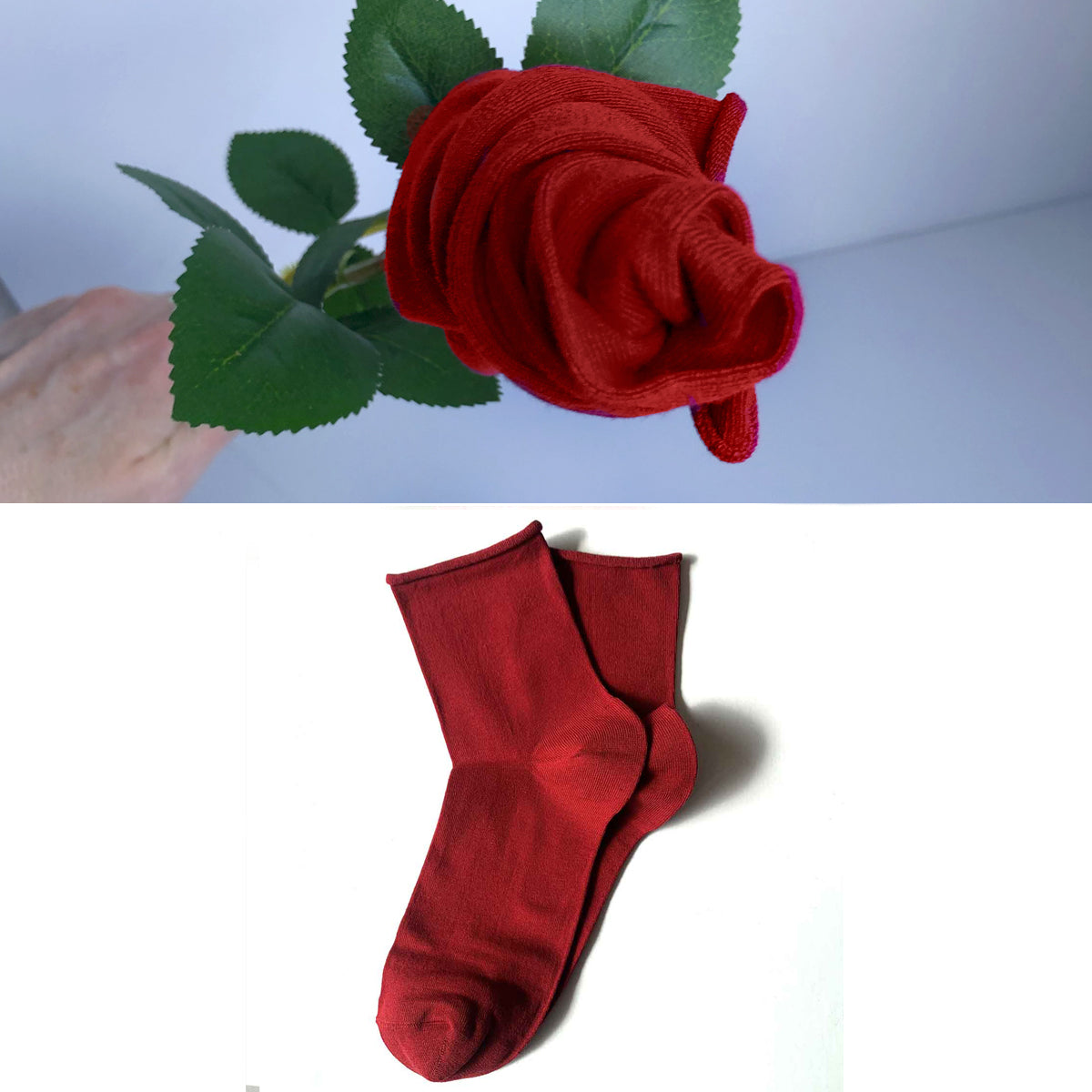 Rosesokk i myk bomull til dame