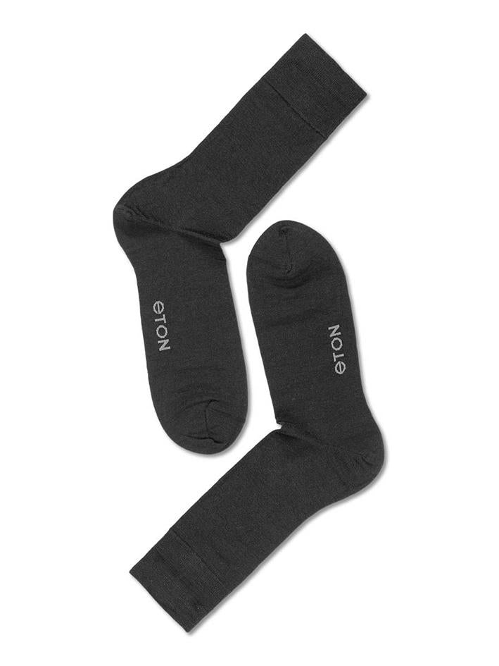 ETON thin black men's socks 80% wool, size 41-45