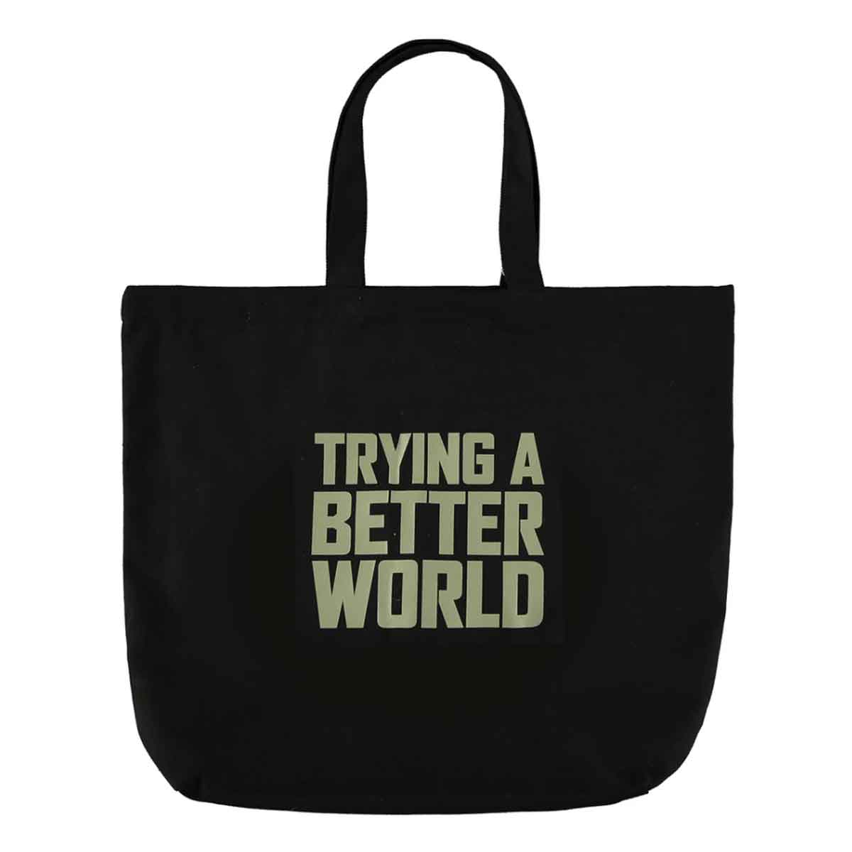Tote  Bag med miljøbudskap: Trying  a better world