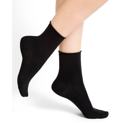 Sorte roll-top sokker med sømløs tå