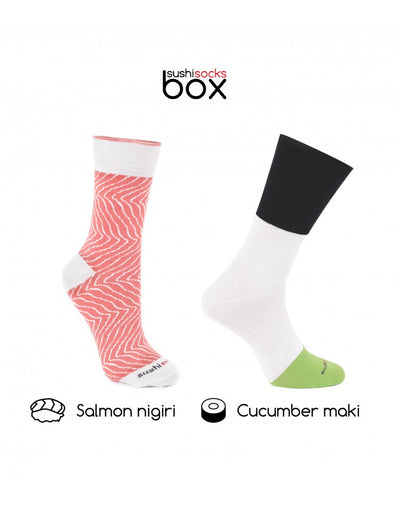 Sushi Socks - 2 Pairs - Salmon, Maki Cucumber