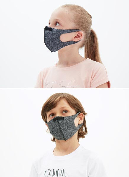 3D Spacer 3-layer black/blue/grey, cloth mask children (7-12 years)